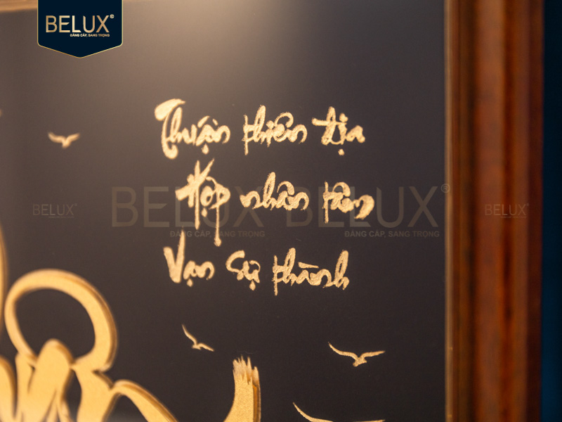 Tranh chữ Thuận thư pháp dát vàng 24k - 32x25cm